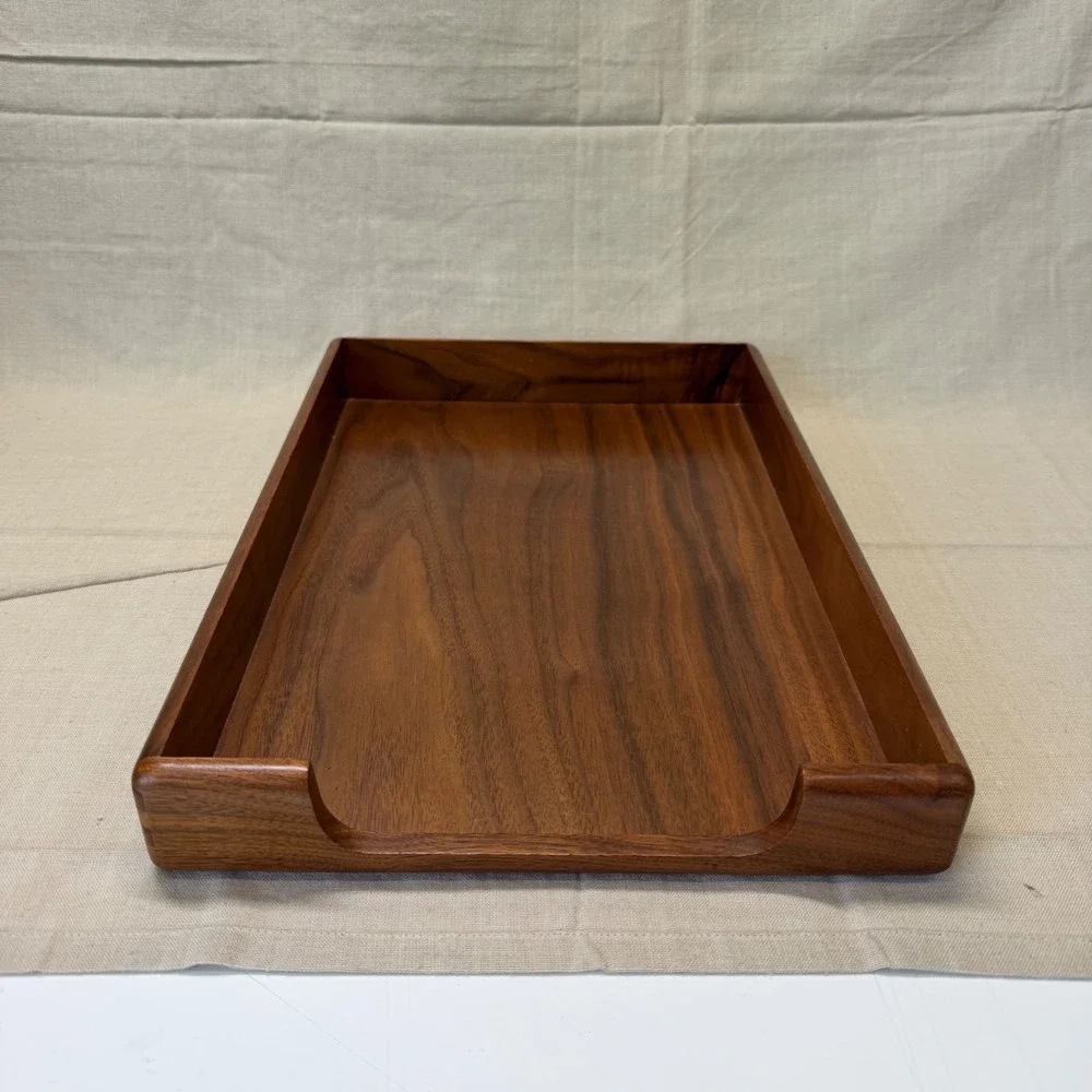 Handcrafted Solid Walnut Wood Desk Tray Catchall Organizer Mid Century Modern
